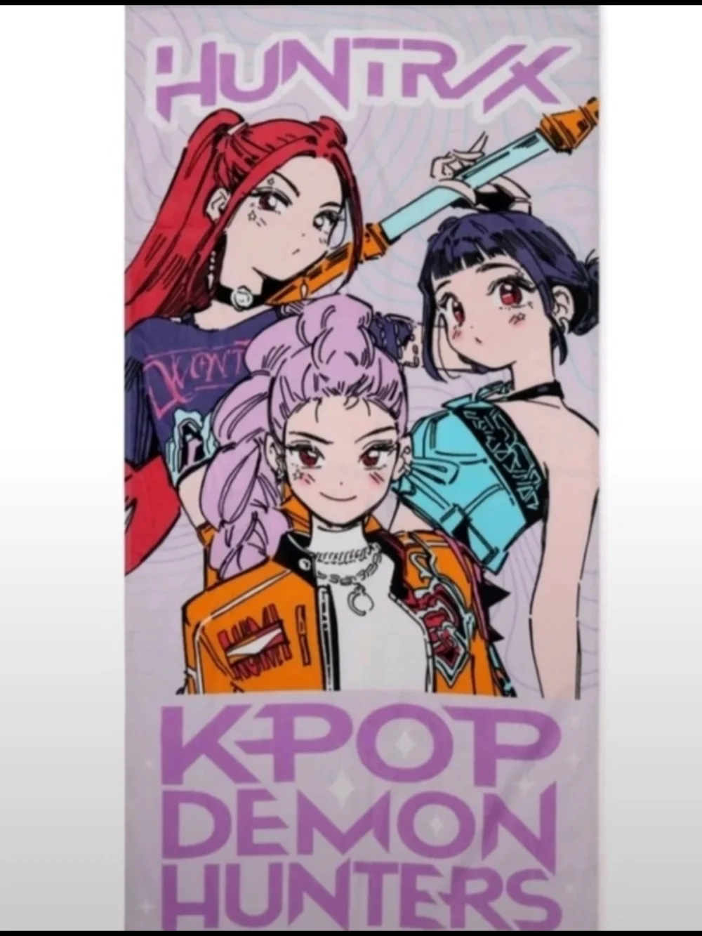 Netflix Pink & Lavender KPOP Demon Hunters Beach Towel